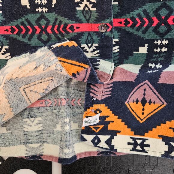 Woolrich Southwestern Print Flannel Button-Up Aztec Cotton Shirt | Women M - Picture 13 of 16
